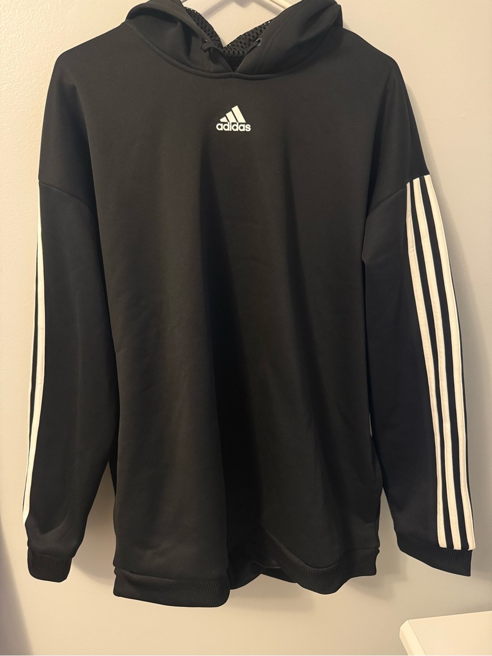 Adidas Women’s Black Hoodie with White 3-Stripes